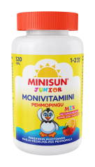 Minisun Monivitamiini Pehmopingu Marja-Hedelmä-Mix 120 kpl